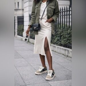 Bernardo Camo Leather Suede Lace-Up Sneakers Size 8 Chunky Lug Sole